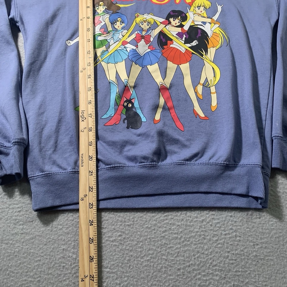 Sailor Moon Sweater Womens XS Blue Sweatshirt Pullover Anime Cartoon Graphic - Picture 3 of 6
